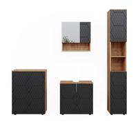 Vicco Ensemble de Meubles de Salle de Bain Irma, Chêne de Force doré/Anthracite, 4 pièces, avec Armoire Haute et Commode