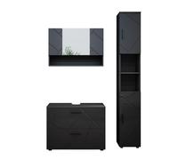 Vicco Meubles Bain Irma, Anthracite Haute Brillance, 3 pièces, Armoire Basse 80 cm