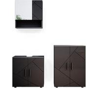 Vicco Meubles bain Irma, Anthracite Haute brillance, 3 pièces, avec armoire basse 60 cm Anthracite Haute brillance G