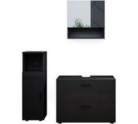 Vicco Meubles bain Irma, Anthracite Haute brillance, 3 pièces, avec armoire centrale Anthracite Haute brillance