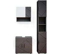 Ensemble de meubles de salle de bain Irma, 3 pièces, avec armoire haute, Anthracite Haute brillance, Anthracite, Vicco