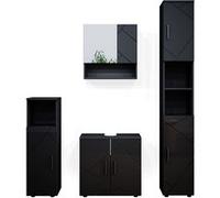 Vicco Meubles bain Irma, Anthracite Haute brillance, 4 pièces, avec armoire haute Anthracite Haute brillance G