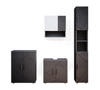 Vicco Meubles Bain Irma, Anthracite Haute Brillance, 4 pièces, avec Armoire Haute et Commode