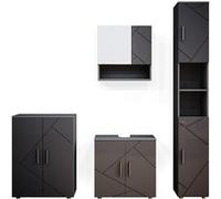 Vicco Ensemble de Meubles de Salle de Bain Irma, Anthracite Haute Brillance, 4 pièces, avec Armoire Haute et Commode