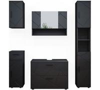 Vicco Ensemble de Meubles de Salle de Bain Irma, Anthracite Haute Brillance, 5 pièces