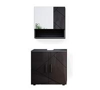 Vicco Meubles Bain Irma, Anthracite Haute Brillance 80 cm | 2 pièces · Meuble sous-vasque · Armoire à miroir