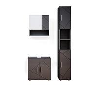 Vicco Meubles Bain Irma, Anthracite Haute Brillance, 80 cm, composé d’Un Meuble sous-lavabo, d’Une Armoire Miroir et d’Une Colonne de Rangement