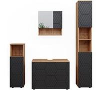 Vicco Meubles bain Irma, Anthracite rayé, 4 pièces, avec armoire à tiroirs et armoire haute Anthracite rayé G