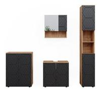 Vicco Ensemble de Meubles de Salle de Bain Irma, Chêne de Force doré/Anthracite, 4 pièces, avec Armoire Haute et Commode