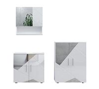 Vicco Meubles Bain Irma, Blanc Brillant avec Inserts, 80 cm