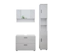 Vicco Meubles Bain Irma, Blanc Haute Brillance, 3 pièces, Armoire Basse 80 cm