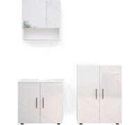 Vicco Ensemble de meubles de salle de bain Irma, 3 pièces, avec armoire basse 60 cm, Blanc Haute brillance