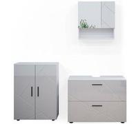 Vicco Ensemble de meubles de salle de bain Irma, 3 pièces, avec armoire basse 80 cm, Blanc Haute brillance