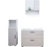 Vicco Ensemble de meubles de salle de bain Irma, 3 pièces, avec armoire centrale, Blanc Haute brillance