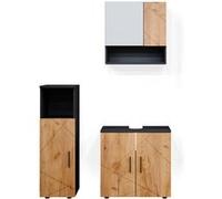 Vicco Ensemble de Meubles de Salle de Bain Irma, Anthracite/Chêne, 3 Parties