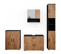 Vicco Meubles Bain Irma, Chêne doré/Anthracite, 4 pièces, avec Armoire à tiroirs et Armoire Centrale