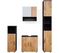 Vicco Ensemble de Meubles de Salle de Bain Irma, Anthracite/Chêne, 4 pièces, avec Armoire Haute