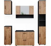 Vicco Meubles bain Irma, Chêne doré/anthracite, 5 pièces Chêne doré/anthracite G