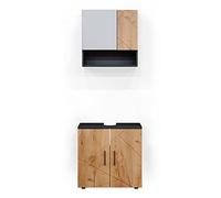 Meubles bain Irma, 2 pièces, armoire basse 60 cm, Chêne de force doré/Anthracite, Vicco 36807