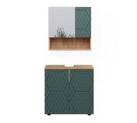 Vicco Meubles Bain Irma, Vert/Chêne doré 60 cm | 2 pièces · Meuble sous-vasque · Armoire à miroir