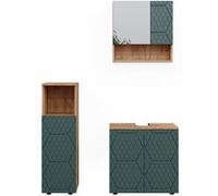 Vicco Meubles bain Irma, Vert/force de lor Chêne, 3 pièces Vert/force de l'or Chêne G