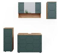 Ensemble de meubles de salle de bain Irma, 4 pièces, Vert/force de l'or Chêne, Chêne de force doré, Vicco