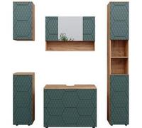 Vicco Ensemble de meubles de salle de bain Irma, 5 pièces, Chêne de force doré/Vert