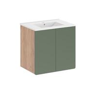 Vicco Meubles Bain Izan, Force d'or Chêne/Vert, 61.8 cm, composé d’Un Meuble sous-lavabo et d’Un lavabo