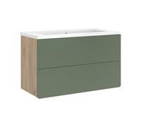 Vicco Meubles bain "Izan", Vert/Chêne doré 100 cm | 2 pièces · Meuble sous-vasque · Lavabo
