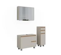 Vicco Meubles Bain J-Shape, Cachemire/Artisan, 80 cm, composé d’Un Meuble sous-lavabo, d’Une Armoire de Toilette et d’Une Colonne