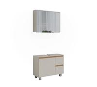 Vicco Meubles Bain J-Shape, Cachemire/Artisan, 80 cm, composé d’Un Miroir de Salle de Bain et d’Un Meuble sous-lavabo