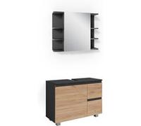 Ensemble de meubles de salle de bain J-Shape, 2 parties, Gris, Chêne, Vicco