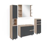 Ensemble de meubles de salle de bain J-Shape, 4 pièces, Sonoma, Anthracite, Vicco