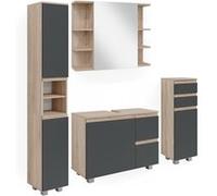 Vicco Ensemble de Meubles de Salle de Bain J-Shape, Sonoma/Anthracite, 4 pièces
