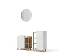 Vicco Meubles Bain Karen, Sonoma/Blanc, 3 pièces, avec Armoire Centrale