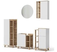 Vicco Ensemble de Meubles de Salle de Bain Karen, Sonoma/Blanc, 5 pièces