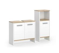 Vicco Meubles Bain Karli, Chêne Blanc/Force de l'or, 63.8 cm, composé d’Un Meuble sous-lavabo et d’Une Armoire mi-Hauteur