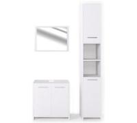 Vicco Meubles bain Kiko, Blanc, 3 pièces, avec armoire haute Blanc G