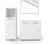 Vicco Meubles bain Kiko, blanc brillant/blanc, 3 parties blanc brillant/blanc G