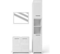 Ensemble de meubles de salle de bain meuble bas meuble haut Kiko blanc brillant