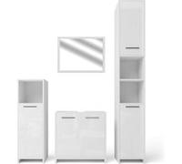 Vicco Meubles bain Kiko, blanc brillant/blanc, 4 parties blanc brillant/blanc G