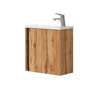 Vicco Meubles Bain Kleo, Chêne de Force doré, 49 cm, composé d’Un Meuble sous-lavabo et d’Un lavabo