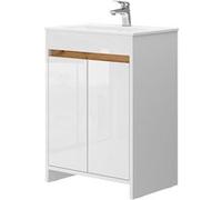 Vicco Ensemble de Meubles de Salle de Bain Lemgo, Blanc Haute Brillance, 2 pièces, Armoire Basse 60 cm