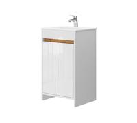 Vicco Meubles Bain Lemgo, Blanc Haute Brillance, 49 cm, composé d’Un Meuble sous-lavabo et d’Un lavabo