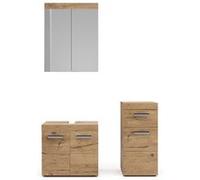 Vicco Meubles bain Luna, Chêne Wotan, 3 pièces, avec armoire de milieu Chêne Wotan G