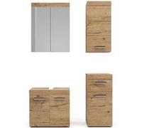 Vicco Meubles bain Luna, Chêne Wotan, 4 pièces, avec armoire suspendue Chêne Wotan G