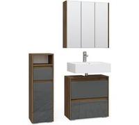 Ensemble de meubles de salle de bain Majest, 3 parties, Anthracite, Noyer, Vicco