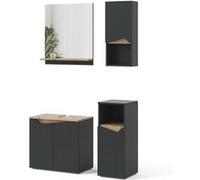 Vicco Ensemble de meubles de salle de bain Marelle, 4 pièces, Anthracite/Chêne Artisan