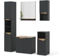 Vicco Ensemble de Meubles de Salle de Bain Marelle, Anthracite/Chêne Artisan, 5 pièces