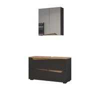 Vicco Meubles Bain Marelle, Anthracite/Chêne Artisan 100 cm | 2 pièces · Meuble sous-vasque · Armoire à miroir